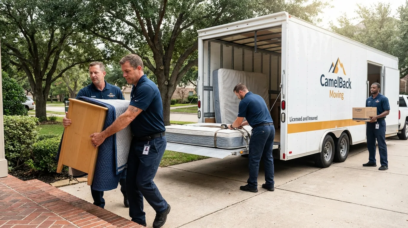 Crew loading residential truck for cross-state move from Stanwood, WA